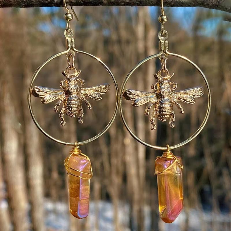 Natural Crystal Moon & Star Earrings - Elara-Amber-State of Style