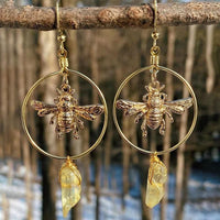 Natural Crystal Moon & Star Earrings - Elara-Lemon Quartz-State of Style