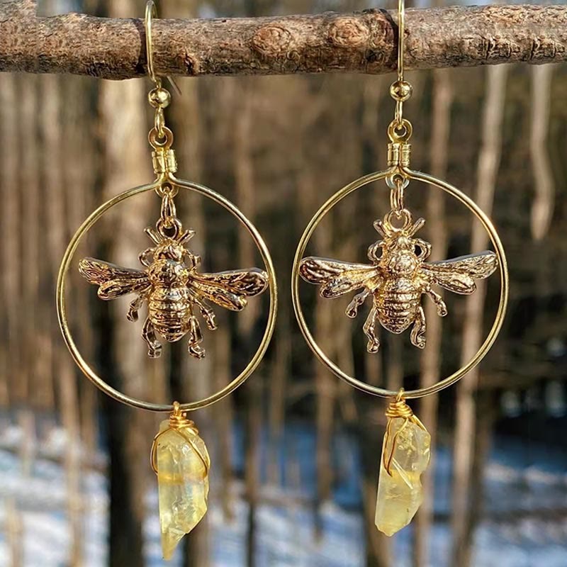 Natural Crystal Moon & Star Earrings - Elara-Lemon Quartz-State of Style
