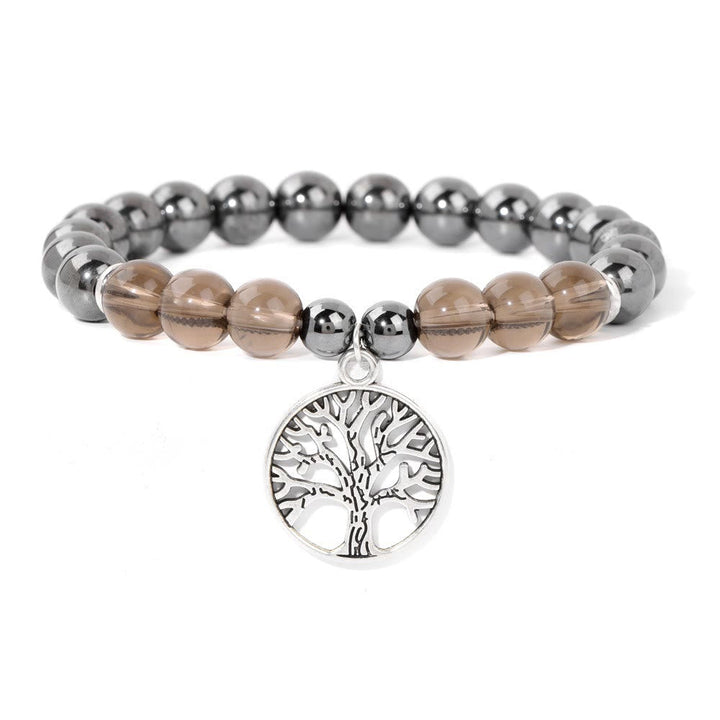 Natural Crystal Tree of Life Bracelet - Mila-Hematite and Smoky Quartz-State of Style