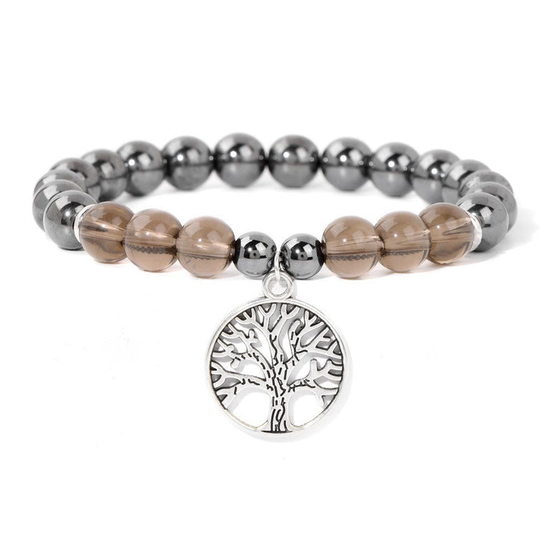 Natural Crystal Tree of Life Bracelet - Mila-Hematite and Smoky Quartz-State of Style