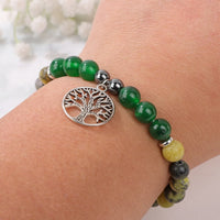 Natural Crystal Tree of Life Bracelet - Mila-Rhodonite and Rose Tiger Eye-State of Style