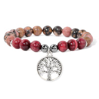 Natural Crystal Tree of Life Bracelet - Mila-Rhodonite and Rose Tiger Eye-State of Style