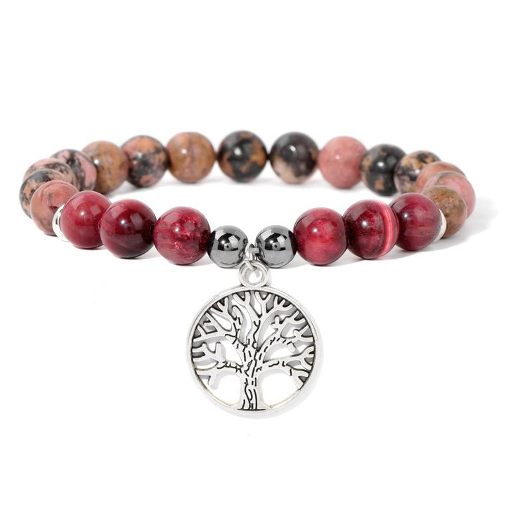 Natural Crystal Tree of Life Bracelet - Mila-Rhodonite and Rose Tiger Eye-State of Style
