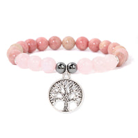 Natural Crystal Tree of Life Bracelet - Mila-Rose Quartz & Rhodochrosite-State of Style