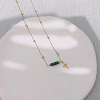 Natural Malachite Star Pendant Earrings, Necklace, and Bracelet - Maria-Necklace-State of Style