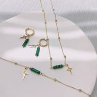 Natural Malachite Star Pendant Earrings, Necklace, and Bracelet - Maria-Necklace-State of Style