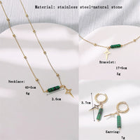 Natural Malachite Star Pendant Earrings, Necklace, and Bracelet - Maria-Necklace-State of Style