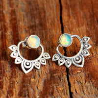 Natural Opal Lotus Earrings - Sophia-State of Style