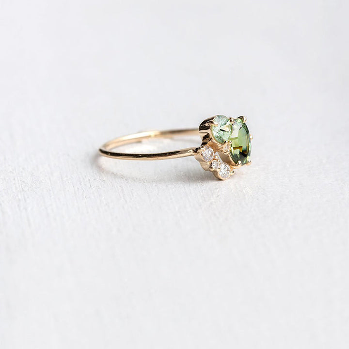 Natural Peridot with Zircon Ring - Selene-Gold-49mm-State of Style