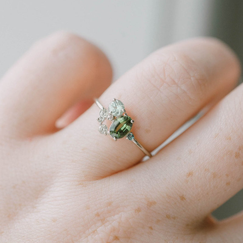 Natural Peridot with Zircon Ring - Selene-Silver-49mm-State of Style