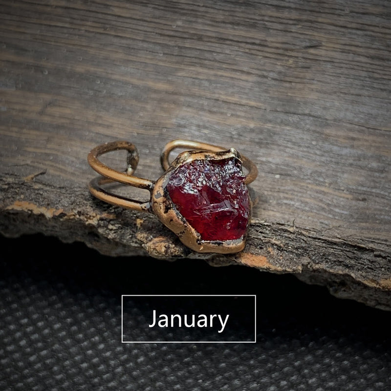 Natural Raw Birthstone Ring - Selina-January: Garnet-State of Style