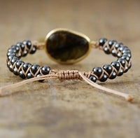 Natural Stone Braided Cuff Bracelet-ONYX-State of Style
