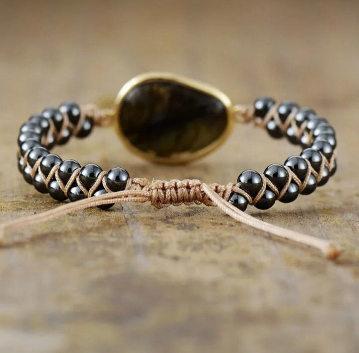 Natural Stone Braided Cuff Bracelet-ONYX-State of Style