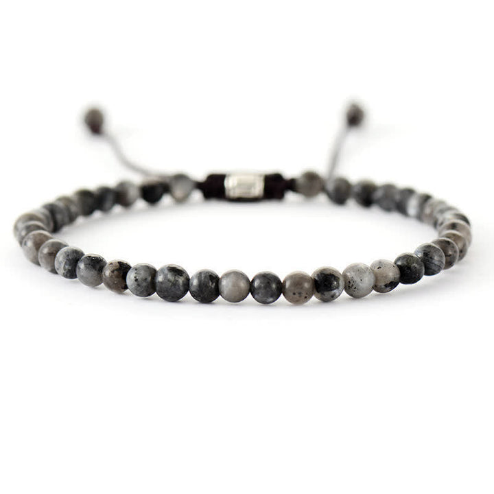 Natural Stone Pearl Adjustable Braided Bracelet – Aisha-Black Amphibole-State of Style