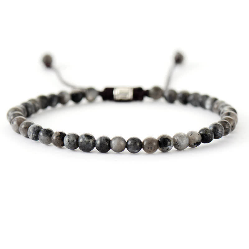 Natural Stone Pearl Adjustable Braided Bracelet – Aisha-Black Amphibole-State of Style
