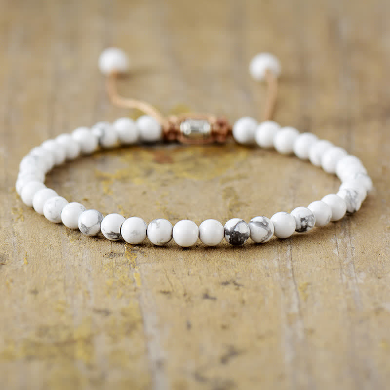 Natural Stone Pearl Adjustable Braided Bracelet – Aisha-Howlite-State of Style