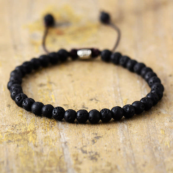 Natural Stone Pearl Adjustable Braided Bracelet – Aisha-Lava Stone-State of Style