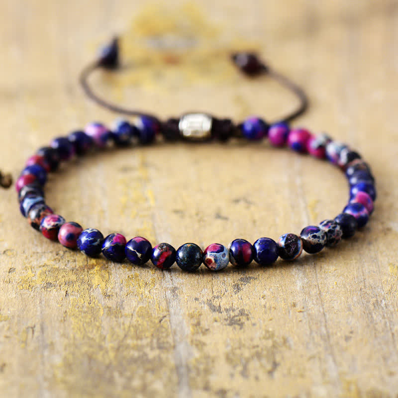 Natural Stone Pearl Adjustable Braided Bracelet – Aisha-Purple Imperial Stone-State of Style
