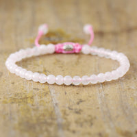 Natural Stone Pearl Adjustable Braided Bracelet – Aisha-Rose Quartz-State of Style