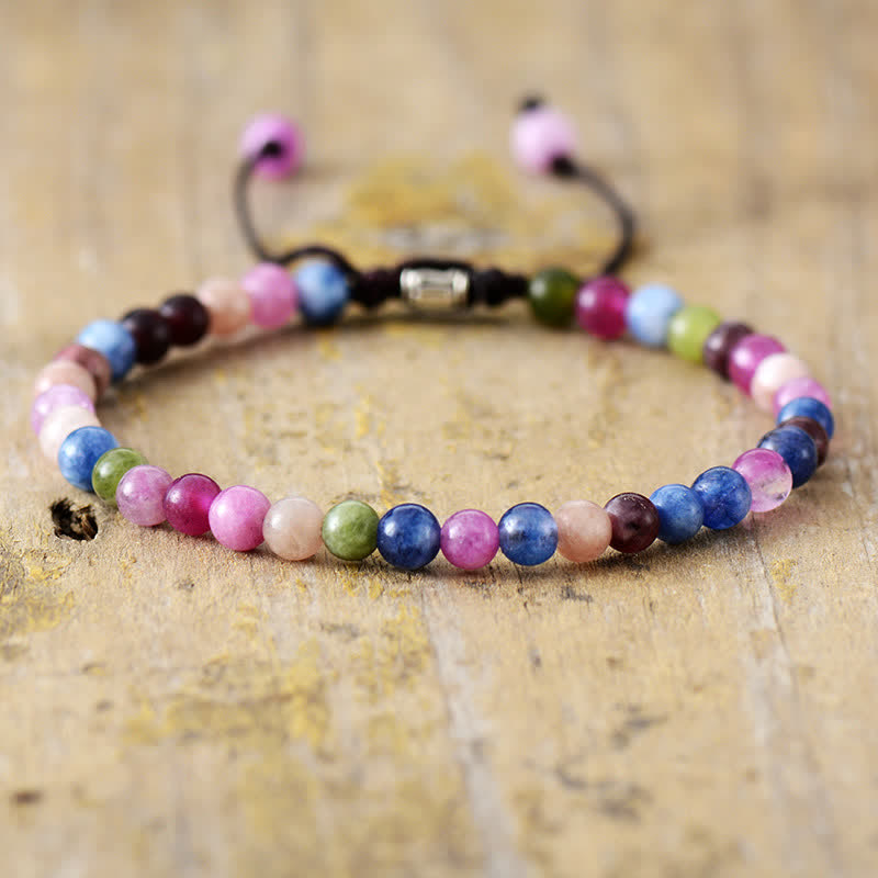 Natural Stone Pearl Adjustable Braided Bracelet – Aisha-Tourmaline-State of Style