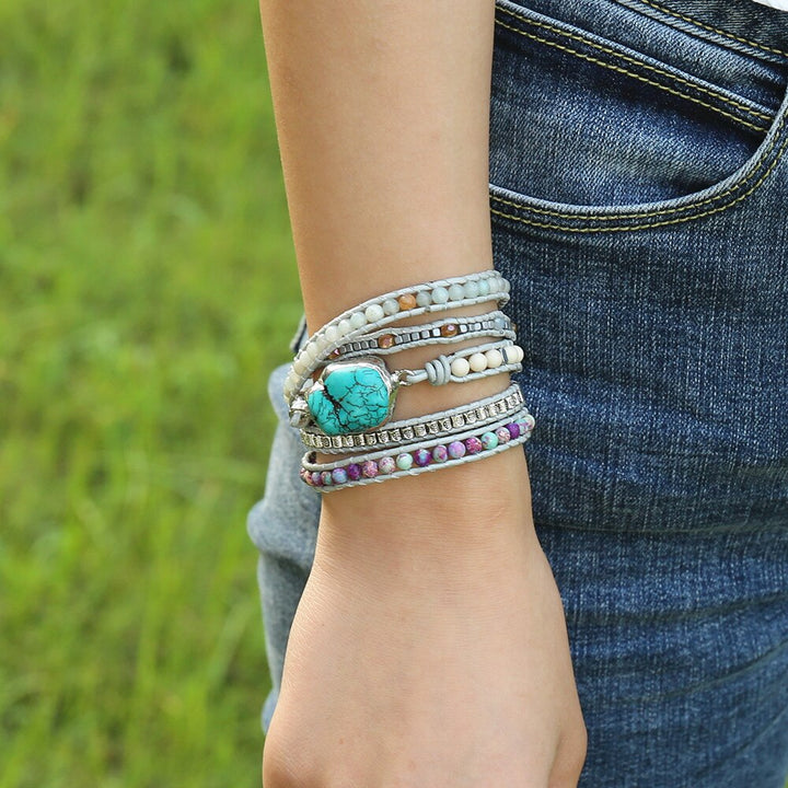 Natural Stones Bohemian Bracelet | Handcrafted Amazonite-State of Style