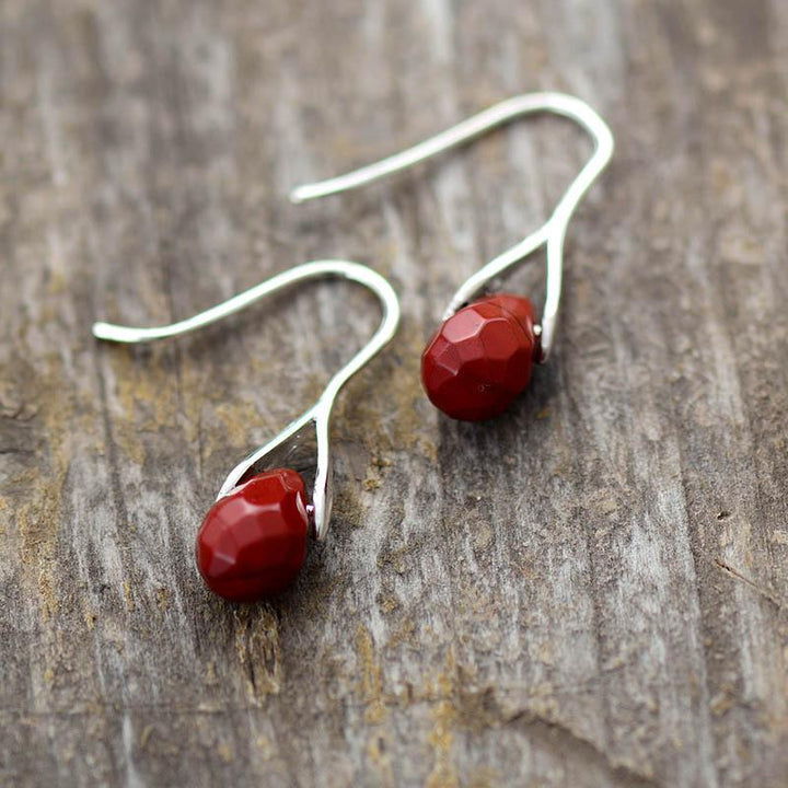 Natural Teardrop Gemstone Earrings - Serenella-Amethyst-State of Style