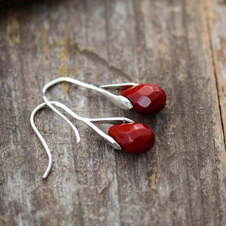 Natural Teardrop Gemstone Earrings - Serenella-Amethyst-State of Style