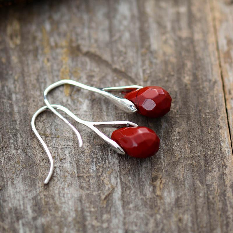 Natural Teardrop Gemstone Earrings - Serenella-Amethyst-State of Style