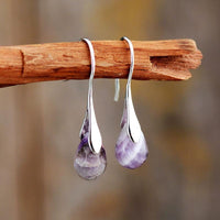 Natural Teardrop Gemstone Earrings - Serenella-Amethyst-State of Style