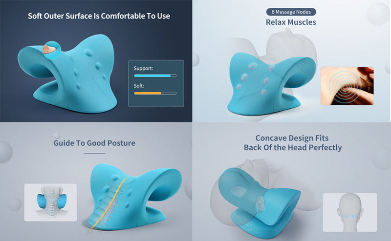 NECK AND SHOULDER STRETCHER - CERVICAL TRACTION MASSAGE CUSHION FOR SPINAL ALIGNMENT-Blue-State of Style