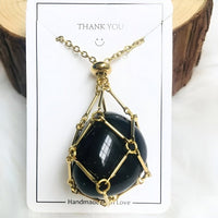 Necklace with Crystal Holder Pendant - CrystalGuard-Gold-Black Onyx-State of Style