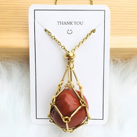 Necklace with Crystal Holder Pendant - CrystalGuard-Gold-Carnelian-State of Style
