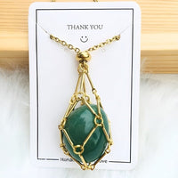 Necklace with Crystal Holder Pendant - CrystalGuard-Gold-Emerald-State of Style