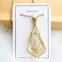 Necklace with Crystal Holder Pendant - CrystalGuard-Gold-Moonstone-State of Style