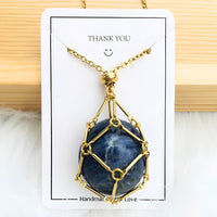 Necklace with Crystal Holder Pendant - CrystalGuard-Gold-Sapphire-State of Style