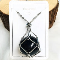 Necklace with Crystal Holder Pendant - CrystalGuard-Silver-Black Onyx-State of Style