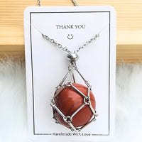 Necklace with Crystal Holder Pendant - CrystalGuard-Silver-Carnelian-State of Style
