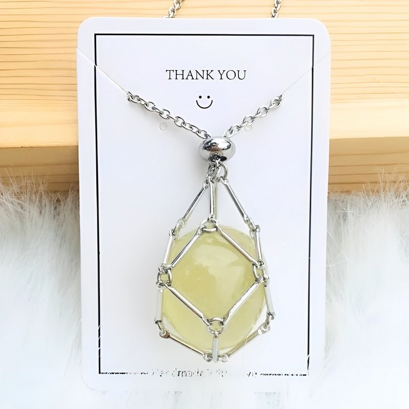 Necklace with Crystal Holder Pendant - CrystalGuard-Silver-Citrine-State of Style