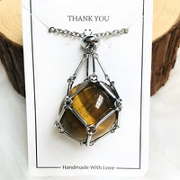 Necklace with Crystal Holder Pendant - CrystalGuard-Silver-Tiger's eye-State of Style