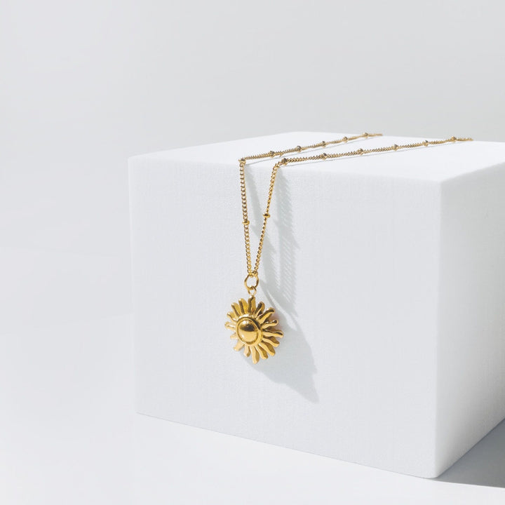 Necklace with Sun Pendant - Solara-Gold-State of Style
