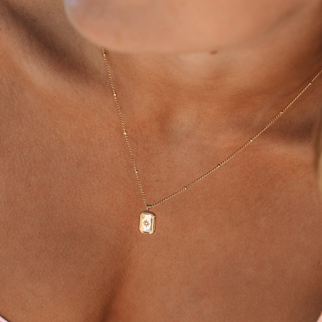 Necklace with Zirconia Stone - Celeste-Gold-State of Style