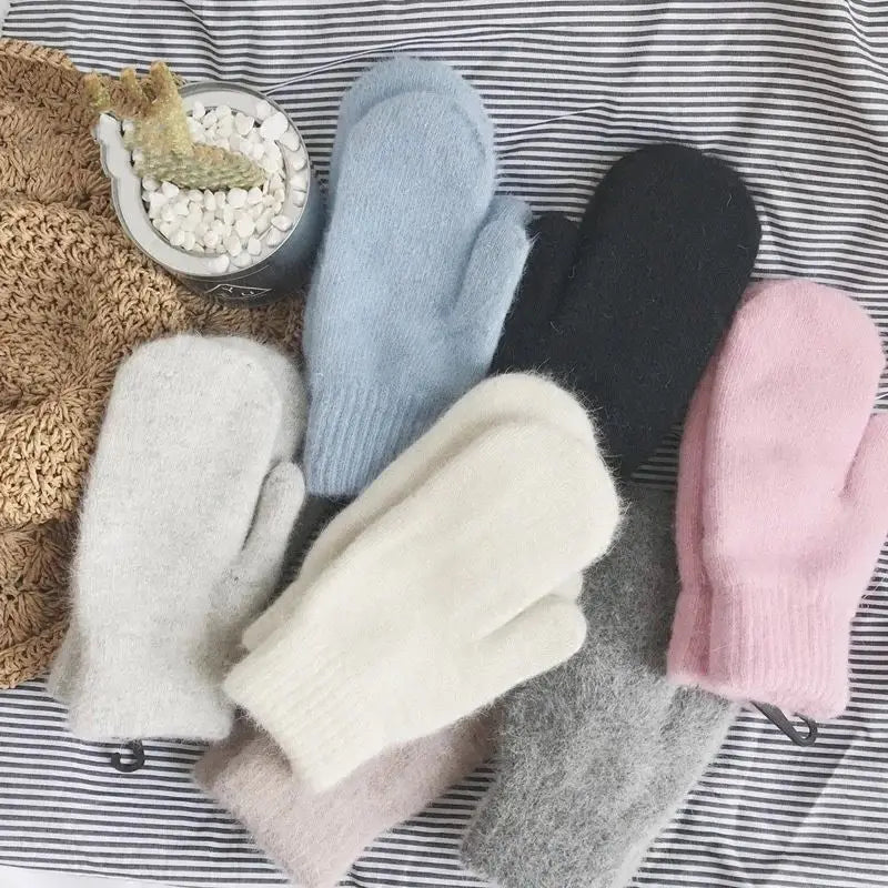 Nessa Plush Mittens | Warm & Stylish for Cold Winter Days-Blue-State of Style
