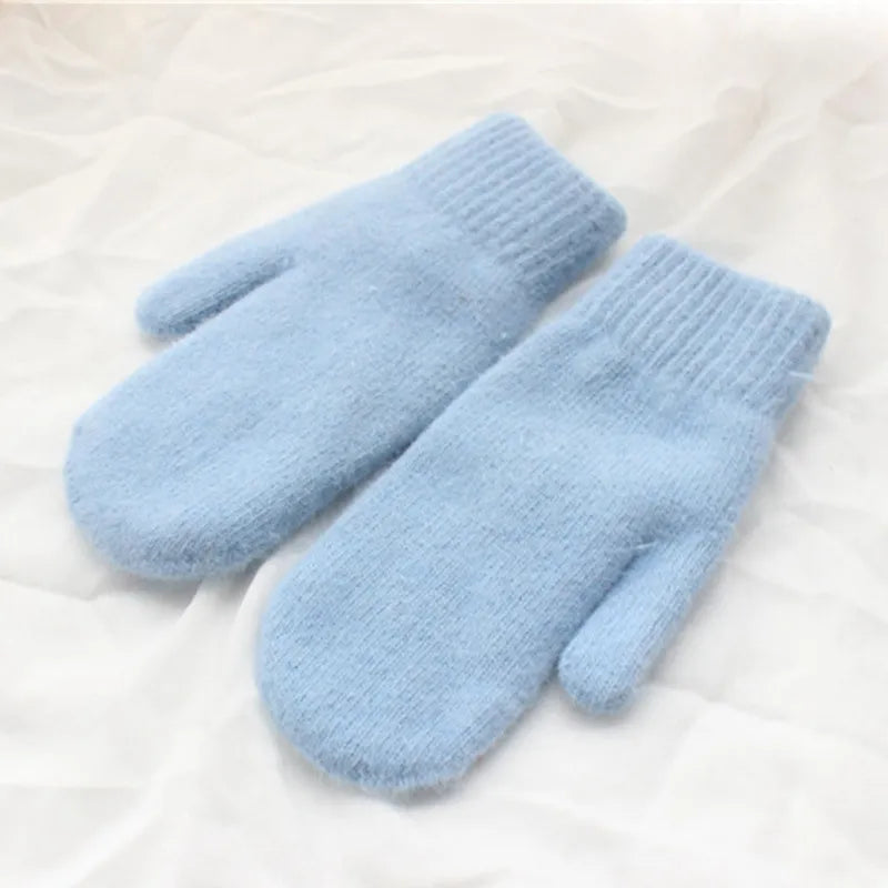 Nessa Plush Mittens | Warm & Stylish for Cold Winter Days-Blue-State of Style