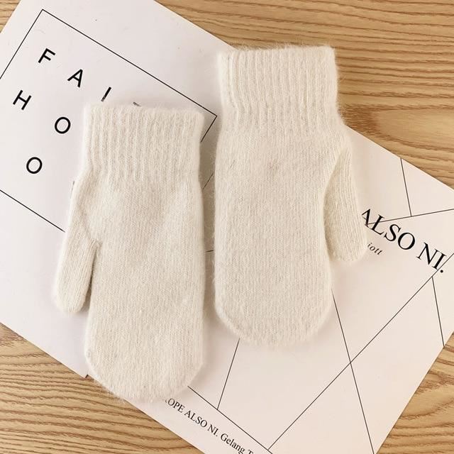 Nessa Plush Mittens | Warm & Stylish for Cold Winter Days-White-State of Style