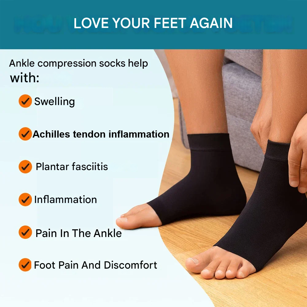 Neuropathy Relief Ankle Socks | Neuropathy Compression Design-Black Orange-M-State of Style