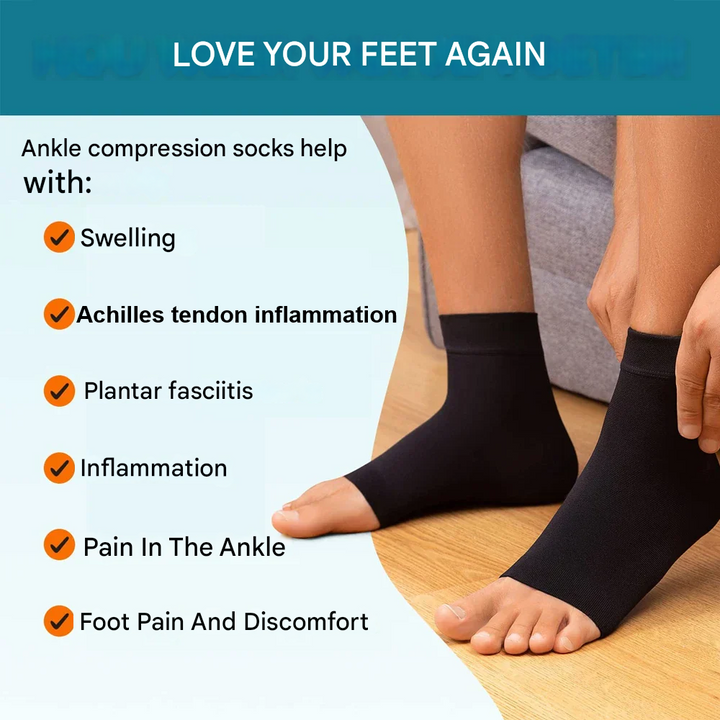 Neuropathy Relief Ankle Socks | Neuropathy Compression Design-Black Orange-M-State of Style