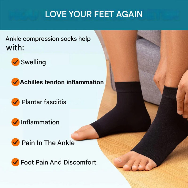 Neuropathy Relief Ankle Socks | Neuropathy Compression Design-Black Orange-M-State of Style