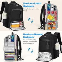 Waterproof Laptop & Lunch Backpack with USB Port – Multi-Compartment Travel Bag