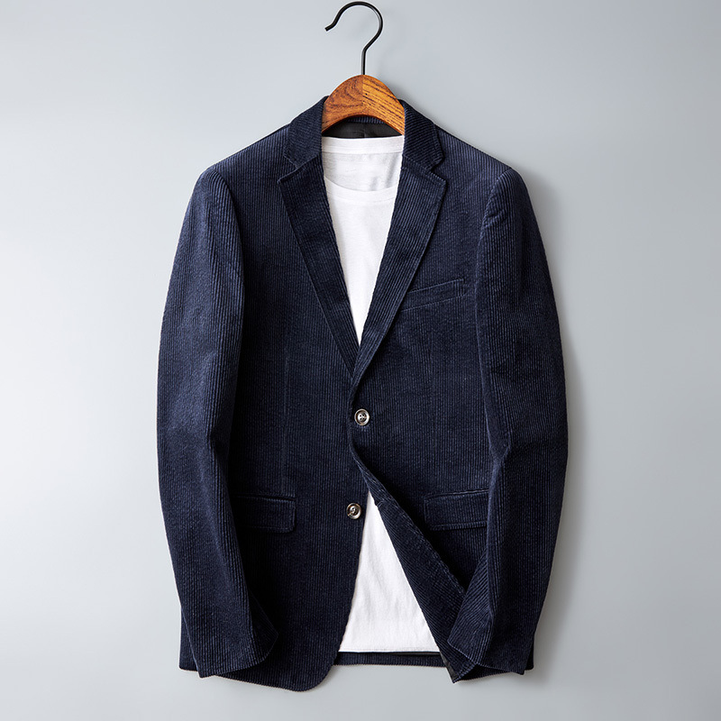 Nice Men's Corduroy Blazer - Vincent-Dark Blue-S-State of Style